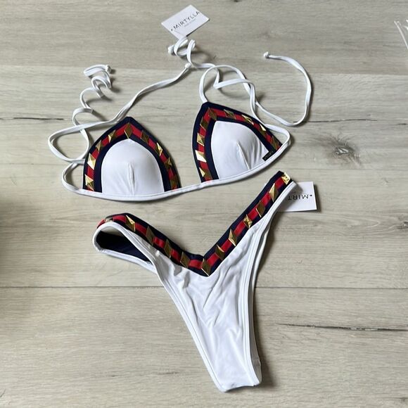 Mirtylla made in Italy Momento White,Red,Blue S Bottom M Top NWT IN PACKAGING - Picture 6 of 7